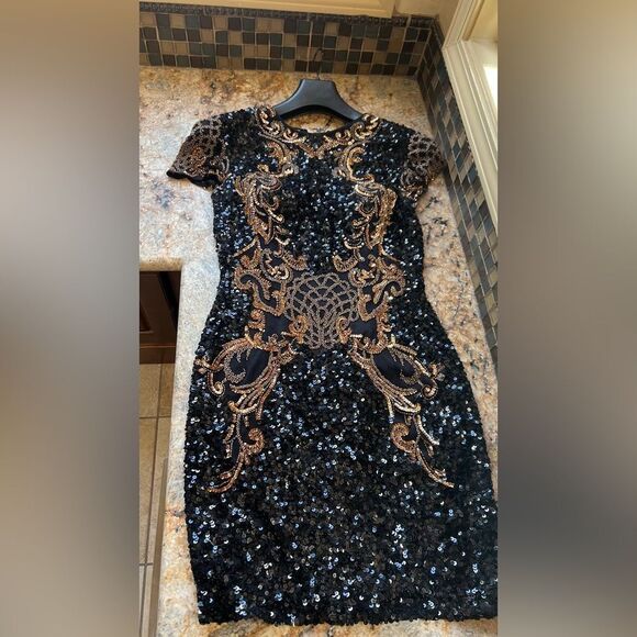 Black and Gold Sequin Dress - Picture 8 of 14